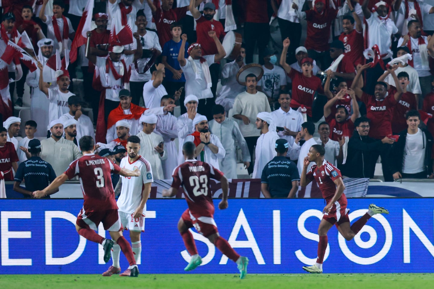 Qatar defender Pedro Miguel (right) scored what proved the be the goal that clinched a 2-1 victory over UAE on Oct. 14, 2025, as well as a spot in the 2026 World Cup.